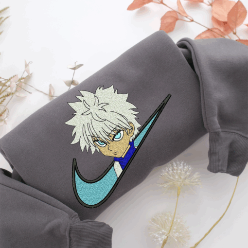 Nike Killua Zoldyck Nike Embroidered Sweatshirt, Nike Movie Inspired, Best Gifts Idea For Him Her - Image 4