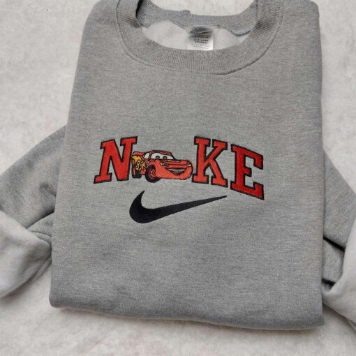 Nike Lightning McQueen Pixar Cars Embroidered Shirt Custom Nike Embroidered Shirt Movie Emb