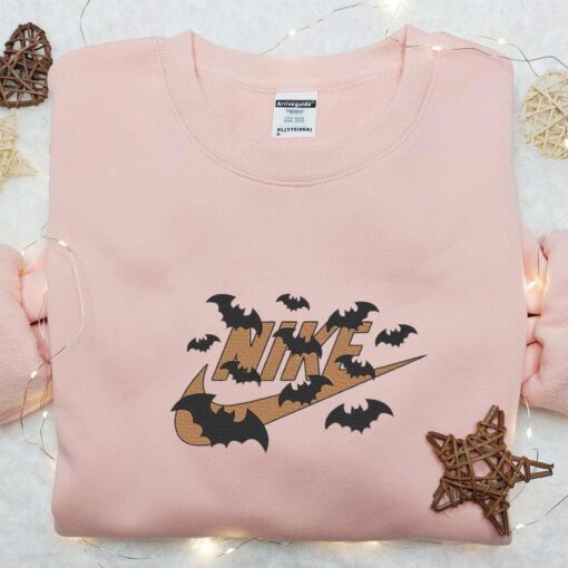 Nike Logo Halloween Bats Embroidered Shirt Halloween Embroidered Hoodie Nike Inspired Embroidered Sweatshirt