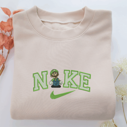 Nike Luigi Super Mario Nike Embroidered Sweatshirt, Nike Movie Inspired, Best Gifts Idea For Him Her