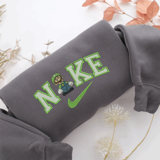 Nike Luigi Super Mario Nike Embroidered Sweatshirt, Nike Movie Inspired, Best Gifts Idea For Him Her - Image 4