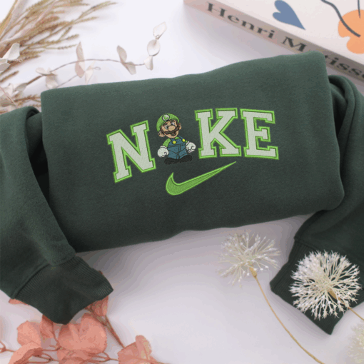 Nike Luigi Super Mario Nike Embroidered Sweatshirt, Nike Movie Inspired, Best Gifts Idea For Him Her - Image 3