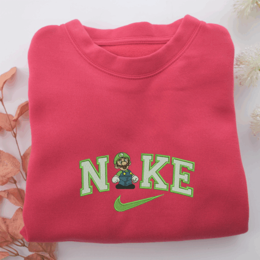 Nike Luigi Super Mario Nike Embroidered Sweatshirt, Nike Movie Inspired, Best Gifts Idea For Him Her - Image 5