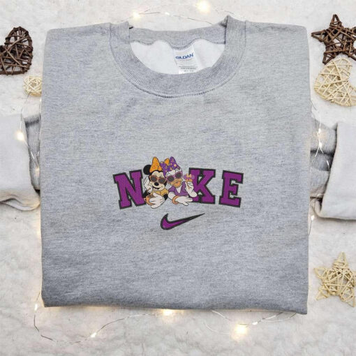 Nike Mickey and Minnie Laughing x Nike Embroidered Sweatshirt Walt Disney Characters Embroidered Shirt Best Halloween Gift Idea