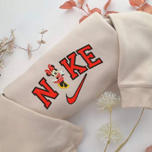 Nike Minnie Mouse Embroidery, Disneyland Embroidered Sweatshirt, Movie Disney Inspired, Best Gifts Idea For Him Her