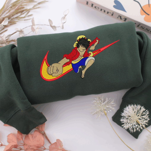 Nike Monkey D. Luffy Nike Embroidered Sweatshirt, Nike Movie Inspired, Best Gifts Idea For Him Her - Image 3