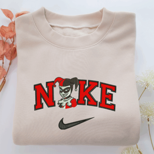 Nike Old Harley Quinn Half Nike Embroidered Sweatshirt, Nike Movie Inspired, Best Gifts Idea For Him Her