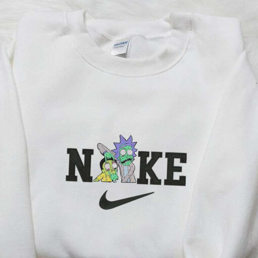 Nike Rick and Morty Halloween Embroidered Shirt Cartoon Embroidered Shirt Nike Inspired Embroidered Shirt