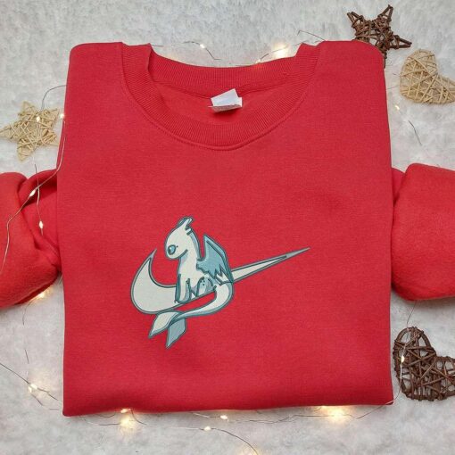 Nike Swoosh x Light Fury Embroidered Shirt How To Train Your Dragon Cartoon Embroidered Hoodie Nike Inspired Embroidered T Shirt