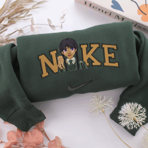 Nike Wednesday Addams Nike Embroidered Sweatshirt, Nike Movie Inspired, Best Gifts Idea For Him Her - Image 3