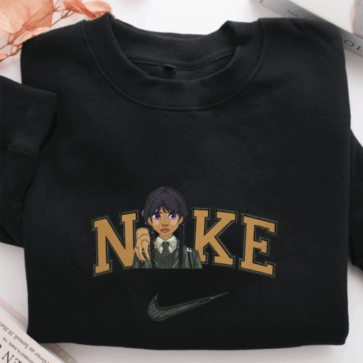 Nike Wednesday Addams Nike Embroidered Sweatshirt, Nike Movie Inspired, Best Gifts Idea For Him Her - Image 2