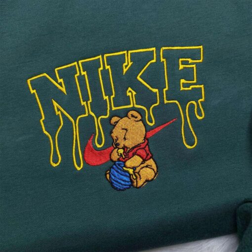 Nike Winnie Pooh Embroidered Hoodie Custom Nike Embroidered Sweatshirt Disney Embroidered Shirt