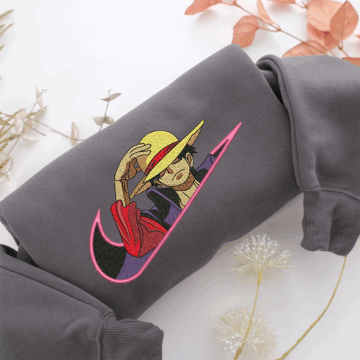 Nike with Monkey D Luffy Nike Embroidered Sweatshirt, Nike Movie Inspired, Best Gifts Idea For Him Her - Image 4
