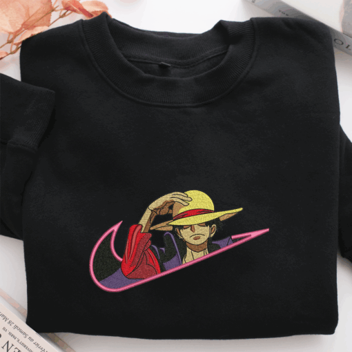 Nike with Monkey D Luffy Nike Embroidered Sweatshirt, Nike Movie Inspired, Best Gifts Idea For Him Her - Image 2