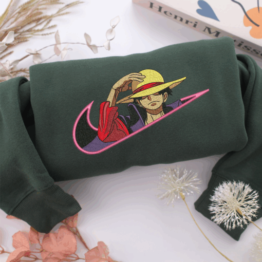 Nike with Monkey D Luffy Nike Embroidered Sweatshirt, Nike Movie Inspired, Best Gifts Idea For Him Her - Image 3