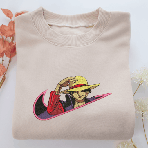 Nike with Monkey D Luffy Nike Embroidered Sweatshirt, Nike Movie Inspired, Best Gifts Idea For Him Her