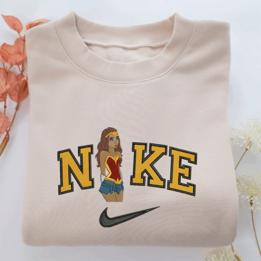 Nike Wonder Woman Cartoon Nike Embroidered Sweatshirt, Nike Movie Inspired, Best Gifts Idea For Him Her