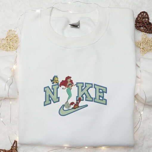 Nike x Ariel Embroidered Sweatshirt Finding Nemo Characters Embroiderd Hoodie Disney Gifts for Family