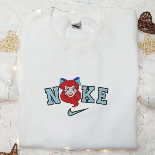 Nike x Ariel Pennywise Embroidered Shirt Disney Cartoon Embroidered Shirt Nike Inspired Embroidered Shirt
