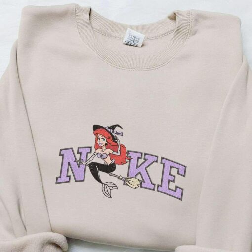Nike x Ariel Witch Embroidered Sweatshirt Walt Disney Characters Embroidered Shirt Best Halloween Gift Ideas
