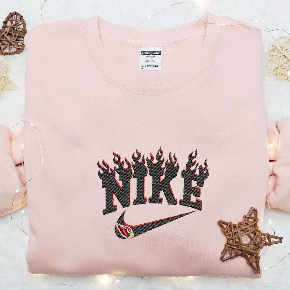 Nike x Arizona Cardinals Flame Embroidered Shirt NFL Sports Embroidered Shirt Nike Inspired Embroidered Shirt