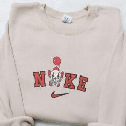Nike x Baby Clown Pennywise Embroidered Hoodie Funny Halloween Embroidered Sweatshirt Nike Inspired Embroidered T shirt
