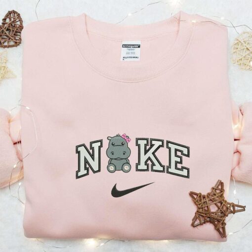 Nike x Baby Hippo Embroidered Shirt Cartoon Embroidered Hoodie Best Gift Ideas