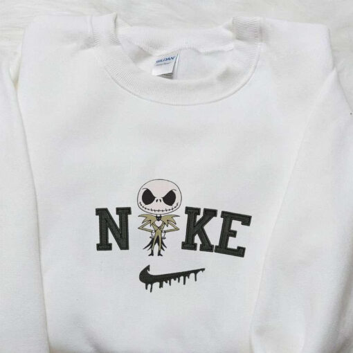 Nike x Baby Jack Skellington Embroidered Hoodie The Nightmare Before Christmas Characters Embroidered T shirt Nike Inspired Embroidered Sweatshirt