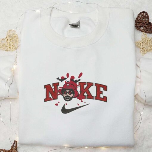 Nike x Bad Bunny Halloween Embroidered Hoodie Halloween Embroidered Sweatshirt Nike Inspired Embroidered Shirt