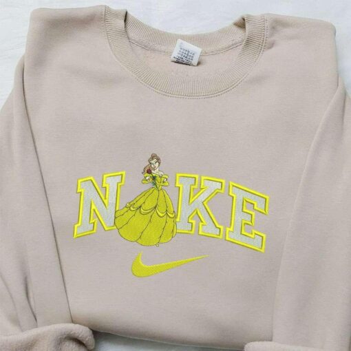 Nike x Belle Embroidered Shirt Beauty and the Beast Disney Movie Embroidered Shirt Nike Inspired Embroidered Sh