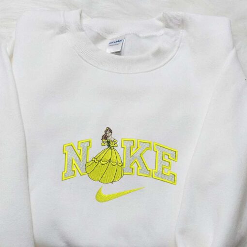 Nike x Belle Princess Beauty and the Beast Embroidered Hoodie Disney Embroidered Sweatshirt Nike Inspired Embroidered Shirt