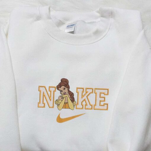 Nike x Belle Princess Beauty and the Beast Embroidered Sweatshirt Disney Embroidered Hoodie Nike Inspired Embroidered Shirt
