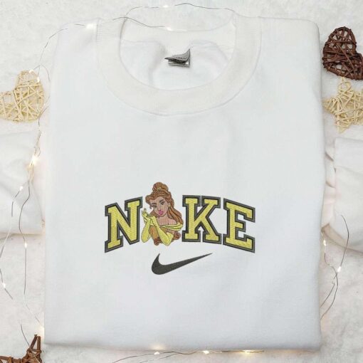 Nike x Belle Princess Embroidered Hoodie Disney Beauty and the Beast Embroidered Sweatshirt Nike Inspired Embroidered Shirt