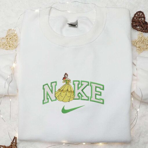 Nike x Belle Princess Embroidered Sweatshirt Beauty and the Beast Characters Embroiderd Hoodie Disney Embroidered T shirt