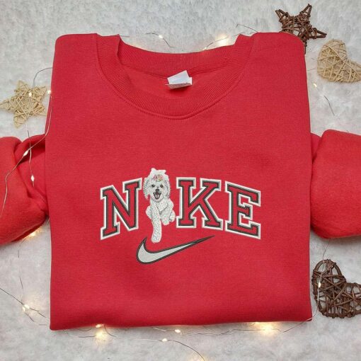 Nike x Bichon Fris Embroidered Shirt Animal Embroidered Shirt Custom Nike Embroidered Shirt