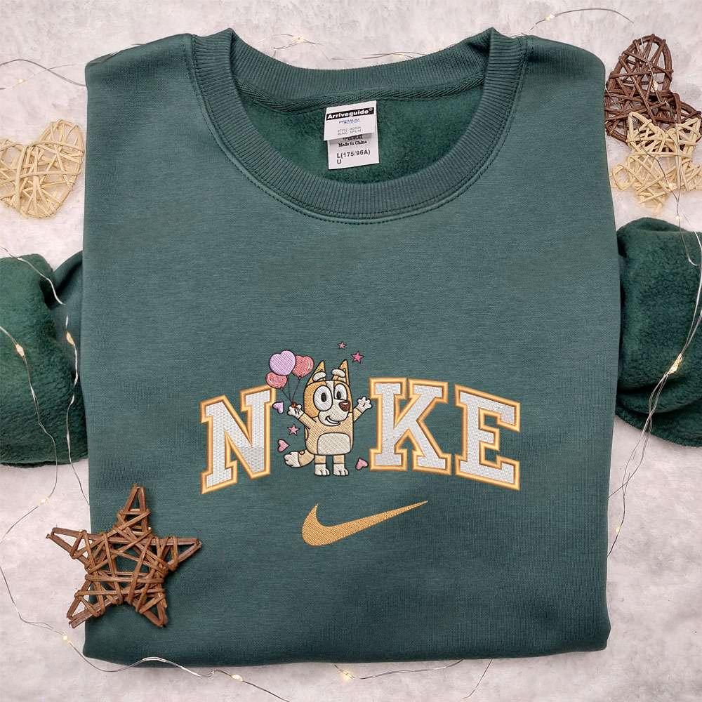 Nike x Bingo Valentine Embroidered Shirt The Bluey Cartoon Embroidered Hoodie Valentine Embroidered T shirt