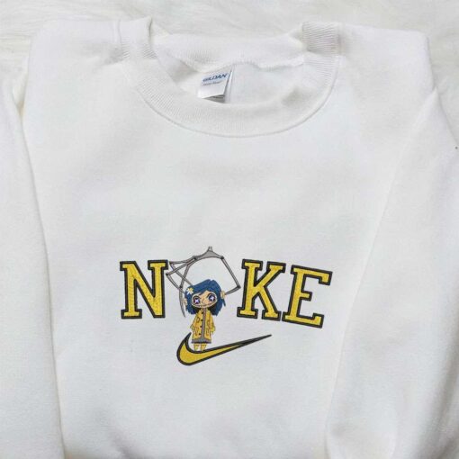 Nike x Button Eyes Witch Girl Coraline Embroidered Shirt Nike Inspired Embroidered Shirt Best Gifts for Family