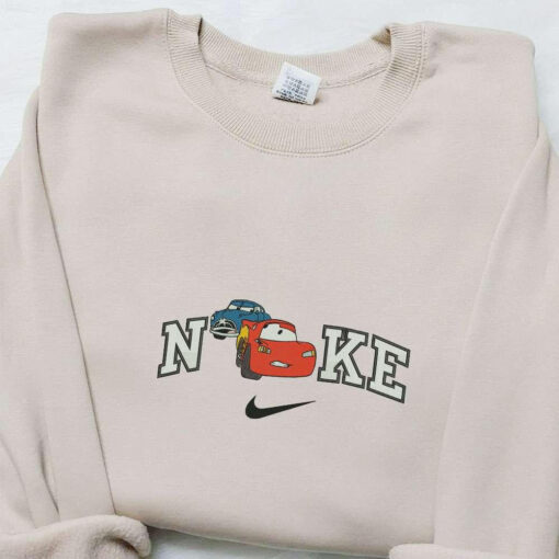Nike x Cars Lightning McQueen and Doc Hudson Embroidered Sweatshirt Disney Pixar Cars Embroidered Hoodie Custom Nike Embroidered T shirt