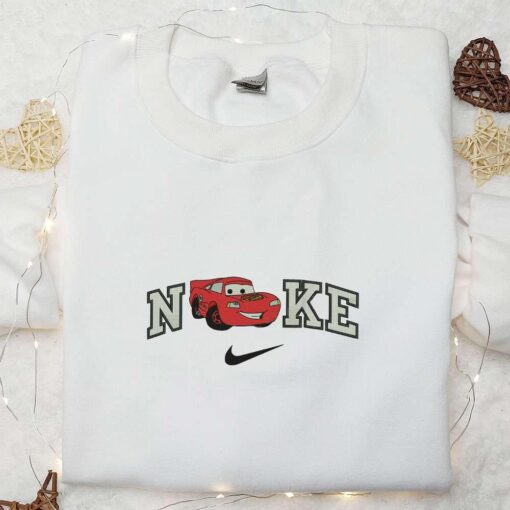Nike x Cars Lightning McQueen Embroidered Shirt Disney Embroidered Sweatshirt Nike Inspired Embroidered Hoodie