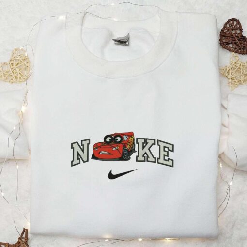 Nike x Cars Lightning McQueen Embroidered Sweatshirt Disney Pixar Cars Embroidered Hoodie Custom Nike Embroidered T shirt