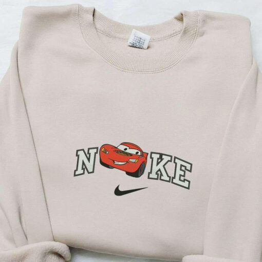 Nike x Cars Lightning McQueen Embroidered T shirt Disney Pixar Cars Embroidered Hoodie Nike Inspired Embroidered Sweatshirt
