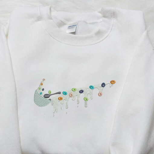 Nike x Cereal Bowl Embroidered Sweatshirt Favorite Foods Embroidered Shirt Custom Nike Embroidered Shirt