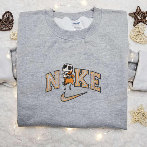 Nike x Chibi Jack and Oogie Boogie Embroidered Sweatshirt Horror Halloween Embroidered Shirt Nike Inspired Embroidered T shirt