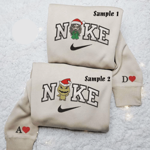 Nike X Chibi Regan And Oogie Boogie Xmas Horror Halloween Embroidered Couples Shirts