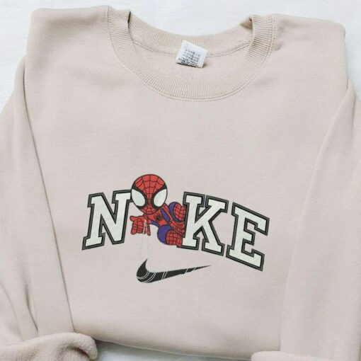 Nike x Chibi Spider Man Movie Embroidered Hoodie Best Gift for Family Embroidered Hoodie Custom Nike Embroidered T shirt