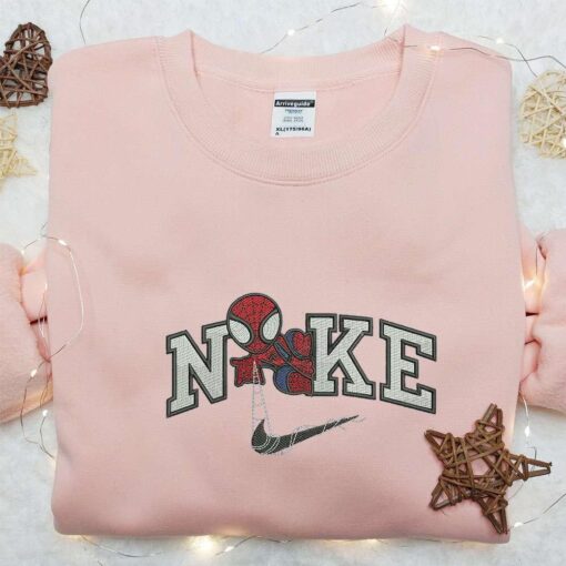 Nike x Chibi Spider Man Movie Embroidered Sweatshirt Marvel Cinematic Universe Embroidered Hoodie Custom Nike Embroidered T shirt