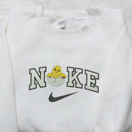 Nike x Chick Hatching from Egg Embroidered Shirt Animal Embroidered Shirt Custom Nike Embroidered Shirt