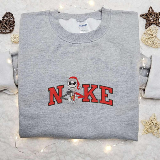 Nike x Christmas Jack Skellington Embroidered Shirt The Nightmare Before Christmas Characters Embroidered T shirt Nike Inspired Embroidered Sweatshirt