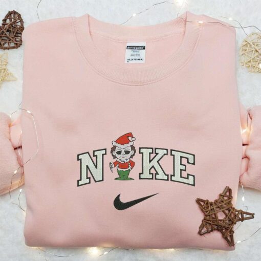 Nike x Christmas Michael Myers Embroidered Sweatshirt Cool Halloweeen Embroidered Hoodie Best Family Gift Ideas