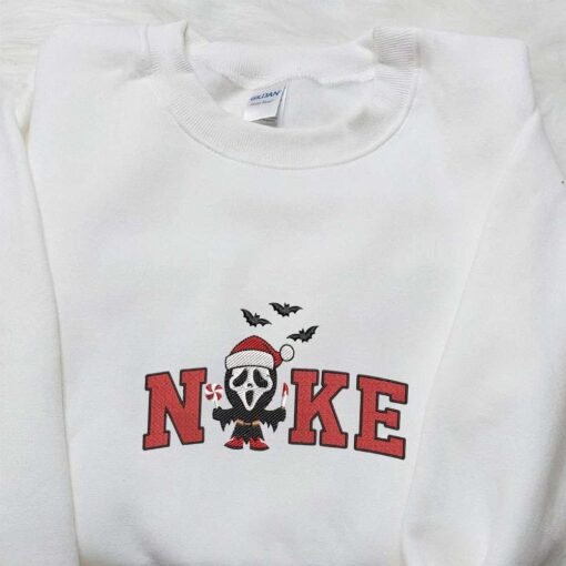 Nike x Christmas Scream Ghost Face Embroidered Shirt Nike Inspired Embroidered Shirt Best Gifts for Family